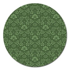 Damask Green Magnet 5  (round) by vintage2030