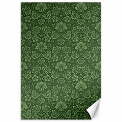 Damask Green Canvas 12  X 18  by vintage2030