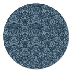 Damask Blue Magnet 5  (round)