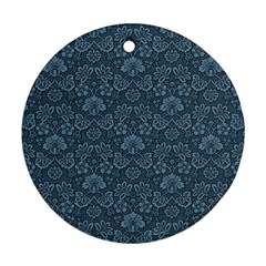 Damask Blue Round Ornament (two Sides)