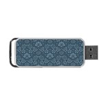 Damask Blue Portable USB Flash (One Side) Front