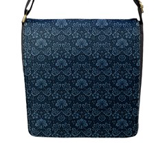 Damask Blue Flap Closure Messenger Bag (l) by vintage2030