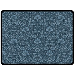 Damask Blue Double Sided Fleece Blanket (large) 