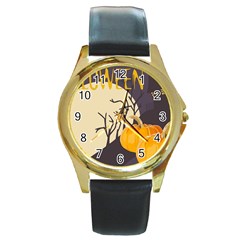 Halloween 979495 1280 Round Gold Metal Watch by vintage2030