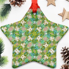 Vintage Floral Print Collage Pattern Ornament (star)