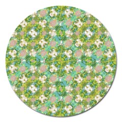 Vintage Floral Print Collage Pattern Magnet 5  (round) by dflcprints