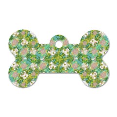 Vintage Floral Print Collage Pattern Dog Tag Bone (two Sides) by dflcprints