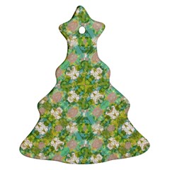 Vintage Floral Print Collage Pattern Ornament (christmas Tree) 