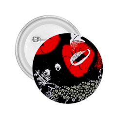 Red Poppy Flowers On Gray Background By Flipstylez Designs 2 25  Buttons by flipstylezfashionsLLC