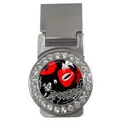 Red Poppy Flowers On Gray Background By Flipstylez Designs Money Clips (cz)  by flipstylezfashionsLLC