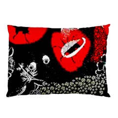 Red Poppy Flowers On Gray Background By Flipstylez Designs Pillow Case (two Sides) by flipstylezfashionsLLC