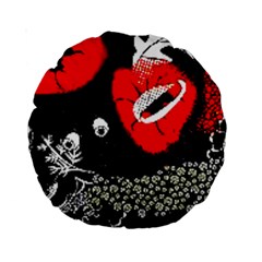 Red Poppy Flowers On Gray Background By Flipstylez Designs Standard 15  Premium Round Cushions by flipstylezfashionsLLC