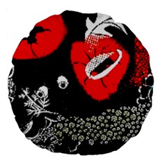 Red Poppy Flowers On Gray Background By Flipstylez Designs Large 18  Premium Round Cushions by flipstylezfashionsLLC