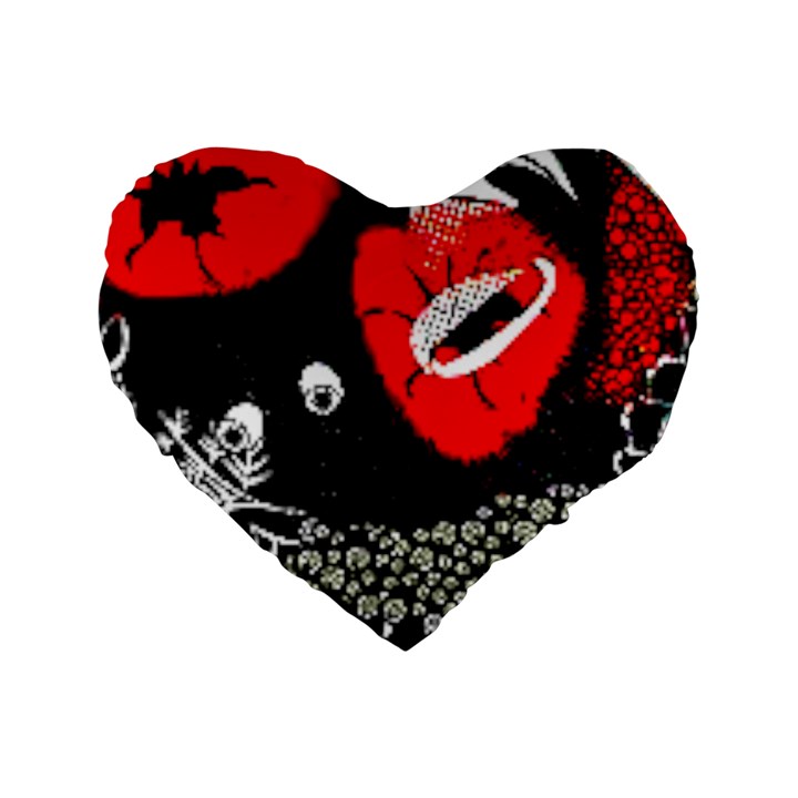 Red poppy flowers on gray background By FlipStylez Designs Standard 16  Premium Heart Shape Cushions