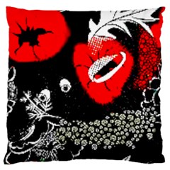 Red Poppy Flowers On Gray Background By Flipstylez Designs Large Flano Cushion Case (two Sides) by flipstylezfashionsLLC