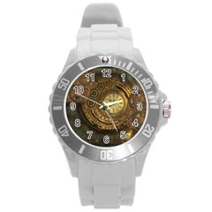 Awesome Steampunk Design, Clockwork Round Plastic Sport Watch (l) by FantasyWorld7