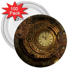 Awesome Steampunk Design, Clockwork 3  Buttons (100 Pack)  by FantasyWorld7