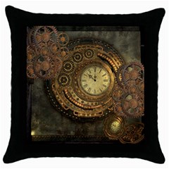 Awesome Steampunk Design, Clockwork Throw Pillow Case (black) by FantasyWorld7