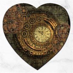 Awesome Steampunk Design, Clockwork Jigsaw Puzzle (heart) by FantasyWorld7