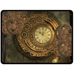 Awesome Steampunk Design, Clockwork Fleece Blanket (large)  by FantasyWorld7