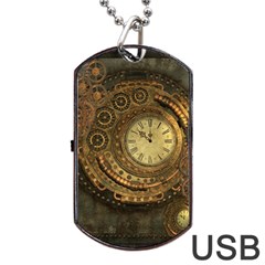 Awesome Steampunk Design, Clockwork Dog Tag Usb Flash (two Sides) by FantasyWorld7