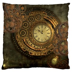 Awesome Steampunk Design, Clockwork Large Cushion Case (two Sides) by FantasyWorld7