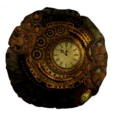 Awesome Steampunk Design, Clockwork Large 18  Premium Round Cushions by FantasyWorld7