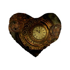 Awesome Steampunk Design, Clockwork Standard 16  Premium Heart Shape Cushions by FantasyWorld7