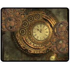 Awesome Steampunk Design, Clockwork Double Sided Fleece Blanket (medium)  by FantasyWorld7