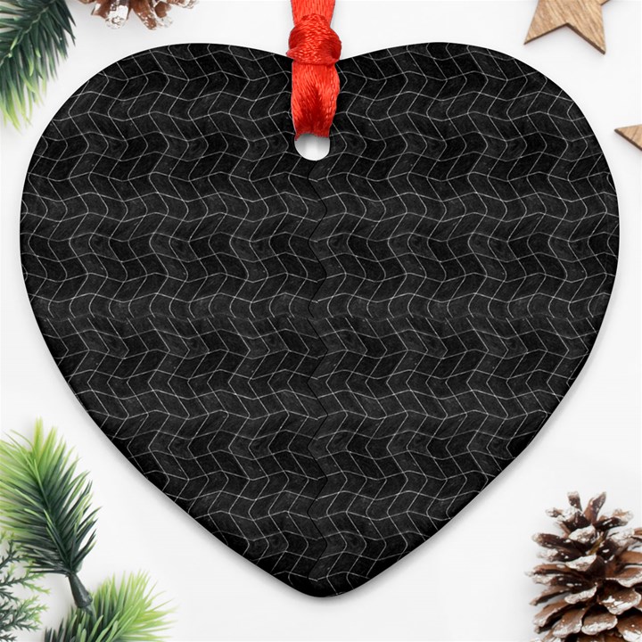 Wavy Grid Dark Pattern Ornament (Heart)