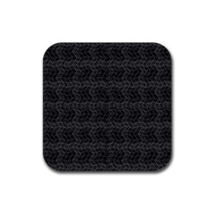 Wavy Grid Dark Pattern Rubber Square Coaster (4 Pack)  by dflcprints