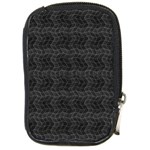 Wavy Grid Dark Pattern Compact Camera Leather Case Front