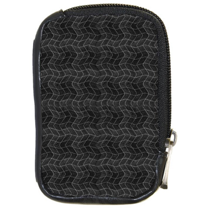 Wavy Grid Dark Pattern Compact Camera Leather Case