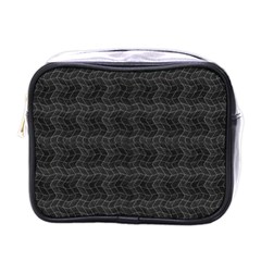 Wavy Grid Dark Pattern Mini Toiletries Bag (one Side) by dflcprints