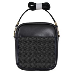 Wavy Grid Dark Pattern Girls Sling Bag by dflcprints