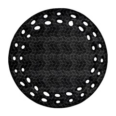 Wavy Grid Dark Pattern Ornament (round Filigree) by dflcprints