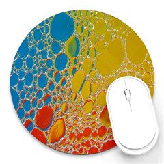 Bubbles Abstract Lights Yellow Round Mousepads