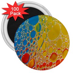 Bubbles Abstract Lights Yellow 3  Magnets (100 pack)