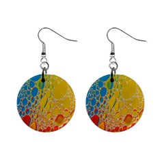 Bubbles Abstract Lights Yellow Mini Button Earrings