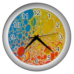 Bubbles Abstract Lights Yellow Wall Clock (Silver)