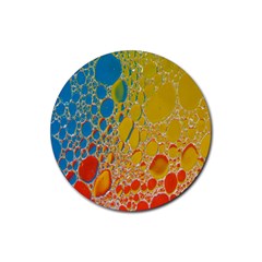 Bubbles Abstract Lights Yellow Rubber Coaster (Round) 