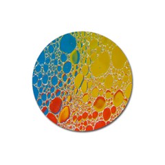 Bubbles Abstract Lights Yellow Magnet 3  (Round)