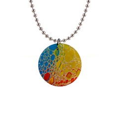 Bubbles Abstract Lights Yellow Button Necklaces