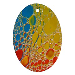 Bubbles Abstract Lights Yellow Oval Ornament (Two Sides)