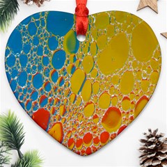 Bubbles Abstract Lights Yellow Heart Ornament (Two Sides)