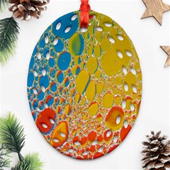 Bubbles Abstract Lights Yellow Oval Filigree Ornament (Two Sides)