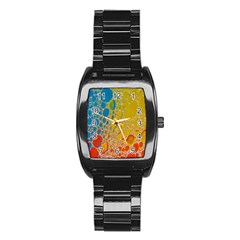 Bubbles Abstract Lights Yellow Stainless Steel Barrel Watch