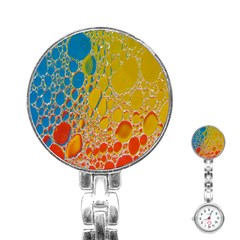 Bubbles Abstract Lights Yellow Stainless Steel Nurses Watch