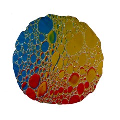 Bubbles Abstract Lights Yellow Standard 15  Premium Flano Round Cushions