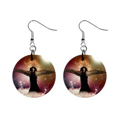 Awesome Dark Fairy In The Sky Mini Button Earrings by FantasyWorld7